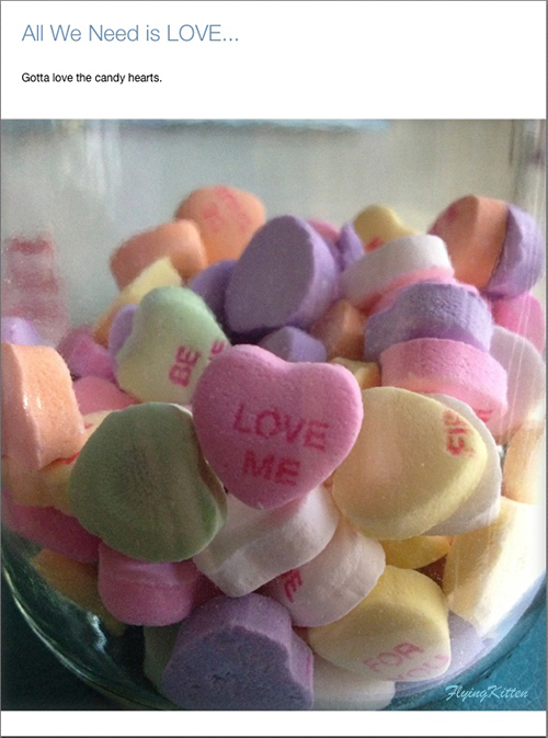 Picture of candy hearts with words