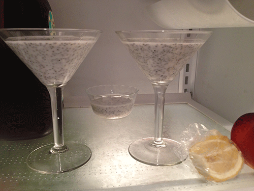 Chia Seed Pudding Chilling in the Refrigerator